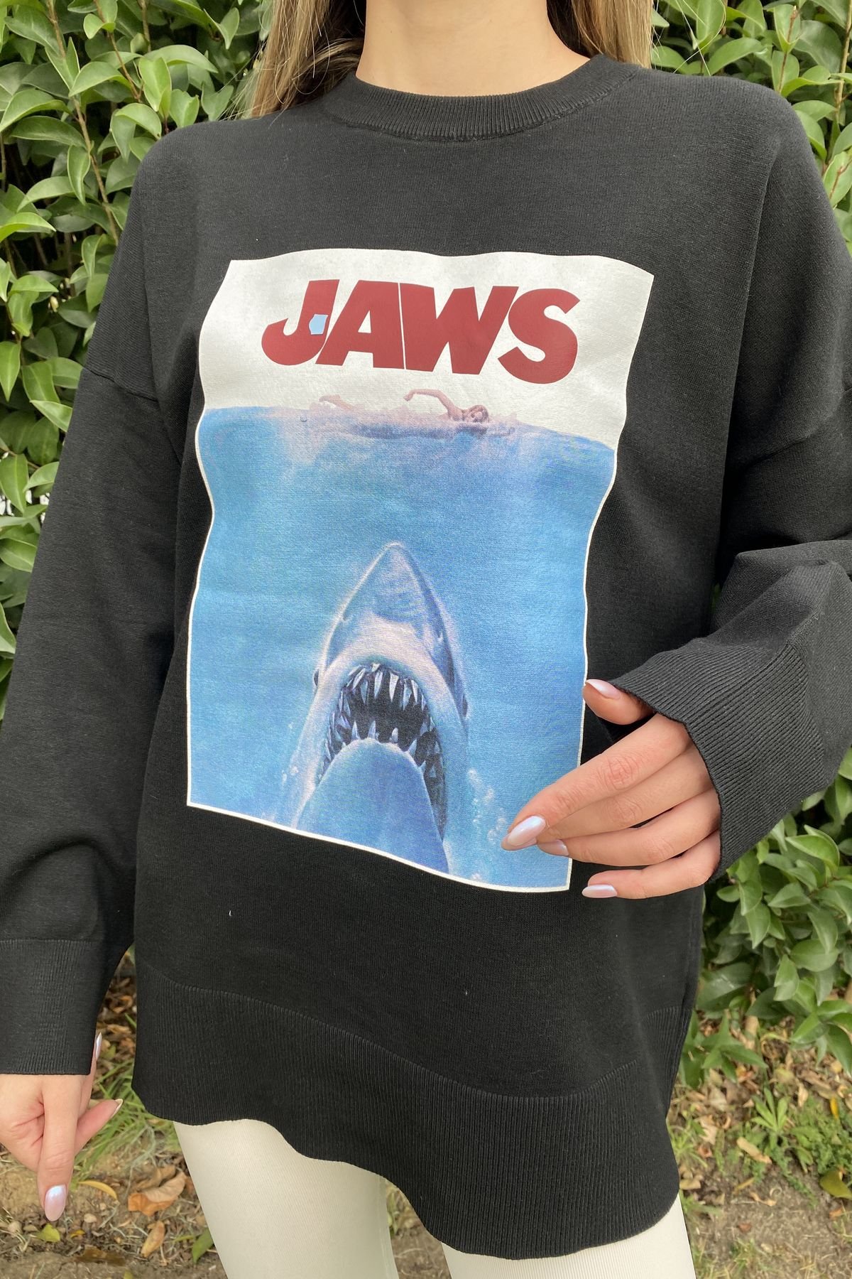 Jaws Baskılı Uzun Kol Triko 
