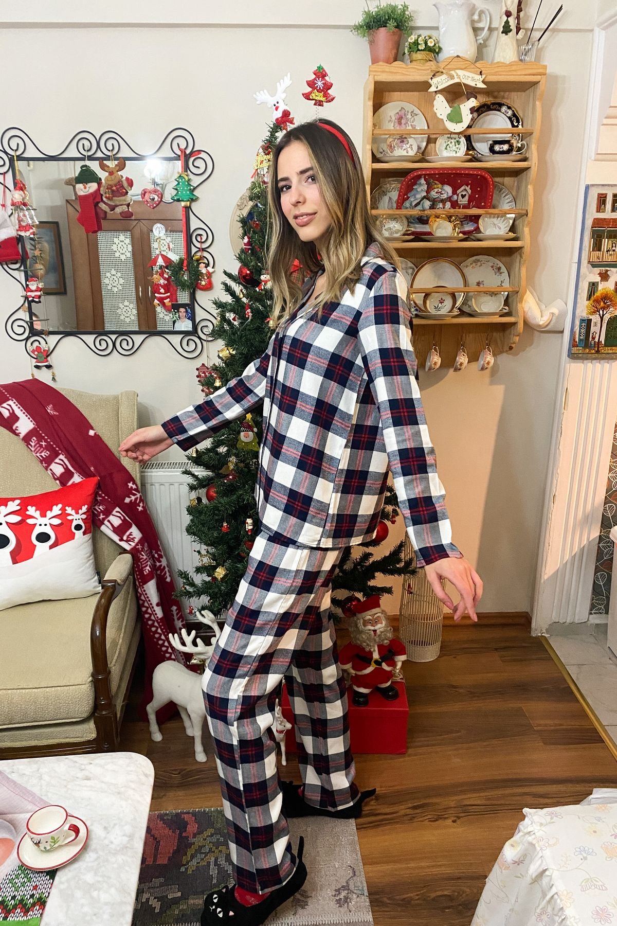 Ekoseli Pijama Takım 