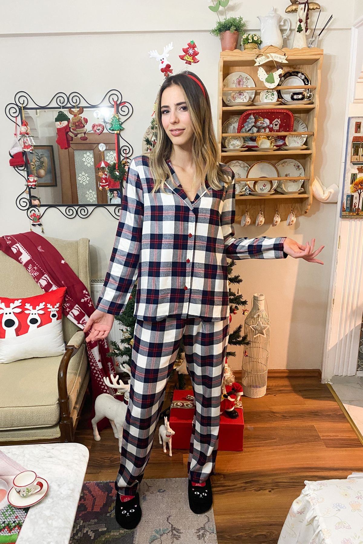 Ekoseli Pijama Takım 