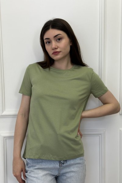 Kadın Bisiklet Yaka Önü Kısa Arkası Uzun Basic Tişört