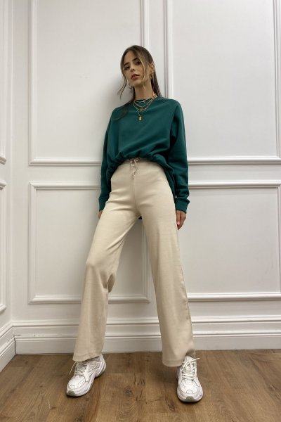 Fitilli Bol Paça Kaşkorse Kadın Pantolon