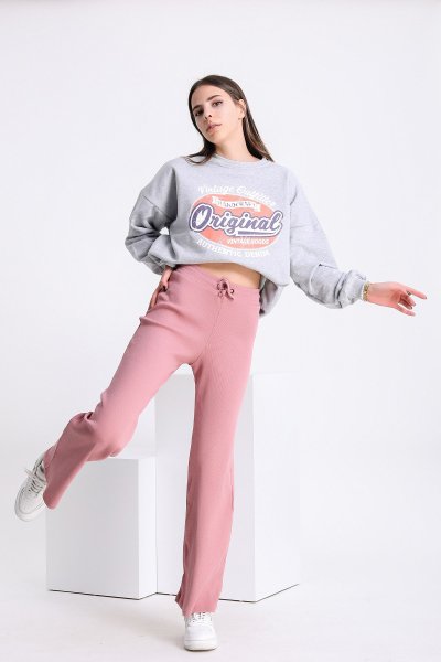 Fitilli Bol Paça Kaşkorse Kadın Pantolon