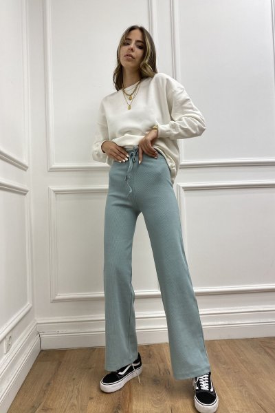 Fitilli Bol Paça Kaşkorse Kadın Pantolon