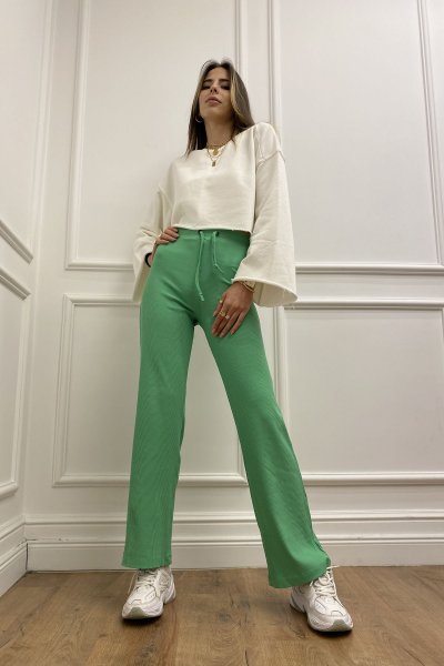 Fitilli Bol Paça Kaşkorse Kadın Pantolon