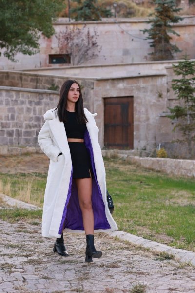 Kapşonlu Midi Boy Suni Kürk