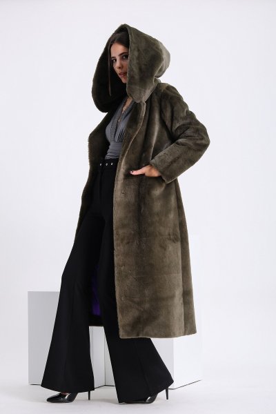 Kapşonlu Midi Boy Suni Kürk