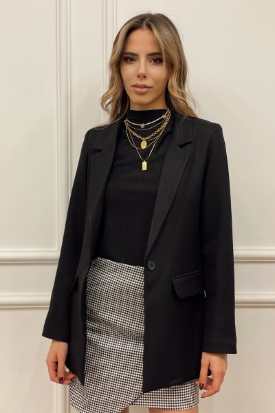 Yün Efekt Tek Düğme Ceket