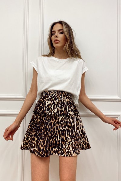 Desenli Şifon Şort Etek