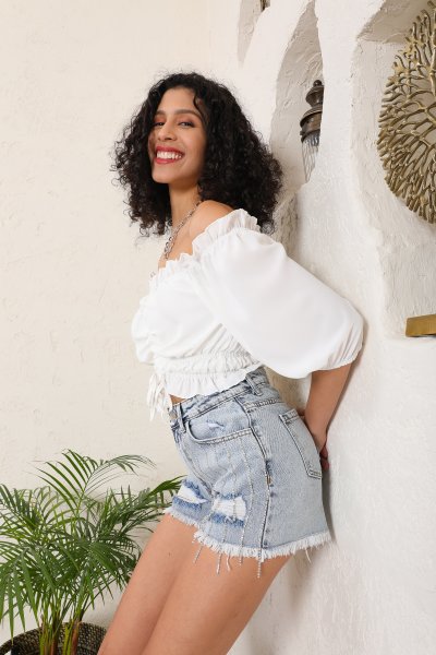 Önü Bağcıklı Jessica Kumaş Bluz