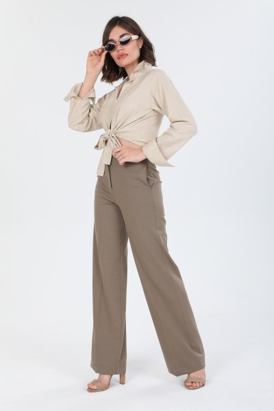 Bağlamalı Keten Gömlek