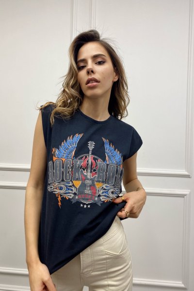 Baskılı Kolsuz Tişört