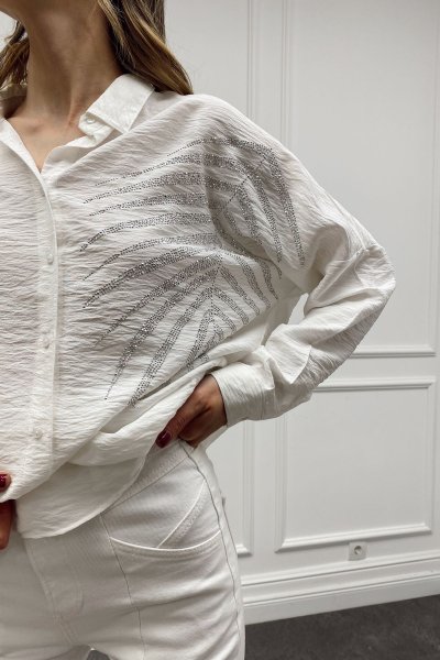 Yaprak Detaylı Oversize Gömlek