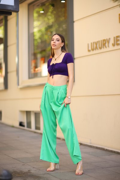 Bol Paça Saten Pantolon