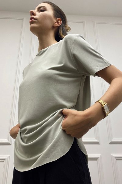 Modal Kumaş Bisiklet Yaka Tişört