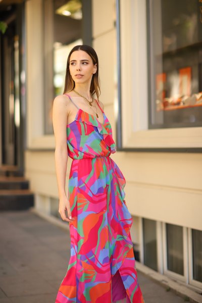 Çicek Desenli Şifon Elbise