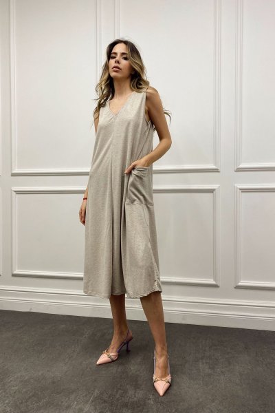 Cep Detaylı Basic Elbise