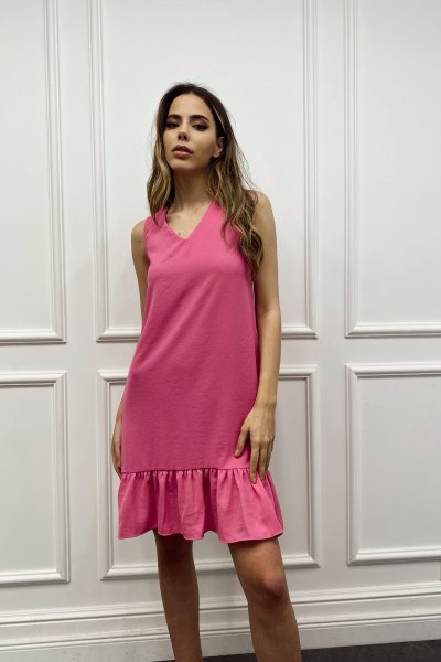 V Yaka Etek Drapeli Elbise