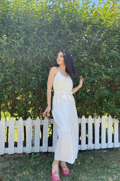 Zincir Aksesuarlı Kısa Kol Elbise