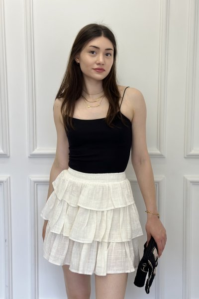 Keten Fırfırlı Etek