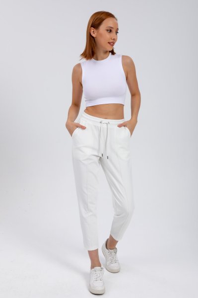 Beli Lastikli Çizgili Eşofman