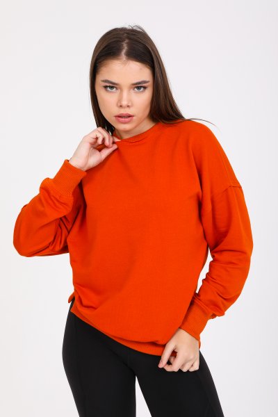 Bisiklet Yaka Düz Sweatshirt