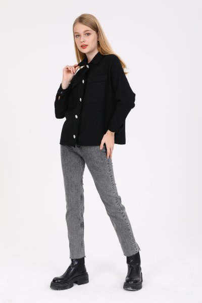 Çift Cepli Örme Gömlek