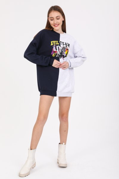 Bisiklet Yaka Evilteam Yazılı Sweat