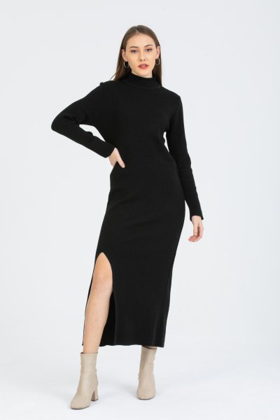 Yarım Balıkçı Yırtmaçlı Elbise