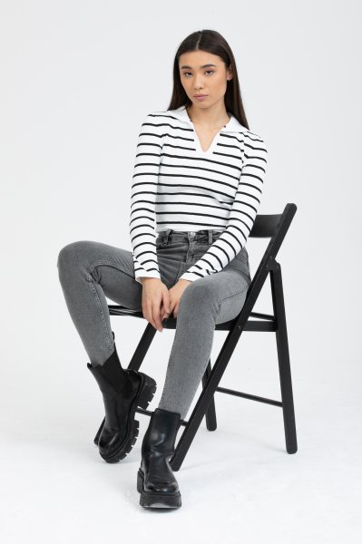 Polo Yaka Çizgili Body