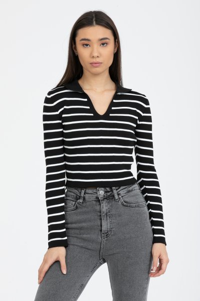 Polo Yaka Çizgili Body