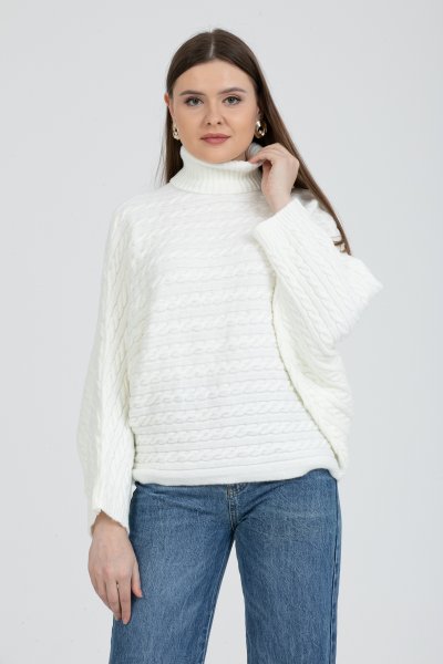 Boğazlı Örgü Detaylı Panço