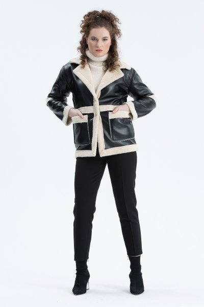 Cepli Peluşlu Deri Kaban