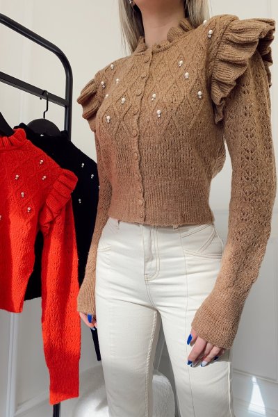 Bisiklet Yaka Fırfılı Hırka