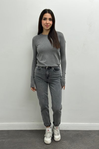 Kadın Bisiklet Yaka Kol Ortası Droplu Kazak