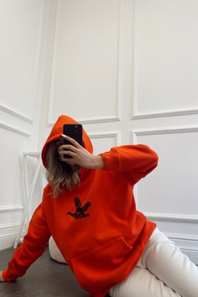 Kuş Detaylı Kanguru Cep Sweat