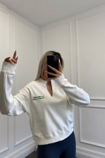 V Yaka Oversize Sweatshirt