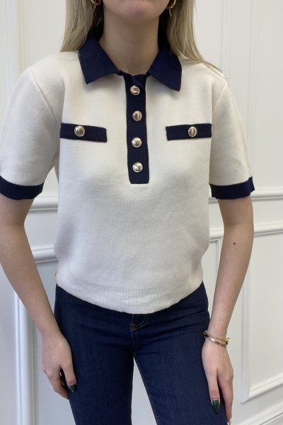 Patlı Cep Detaylı Kısa Kol Kazak