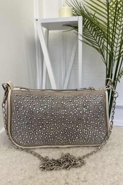 Parlak Taş Işlemeli Kadın El Ve Omuz Çantası