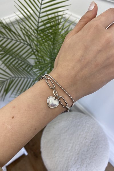 Sallantılı Sedef Kalpli Kalın Zincir