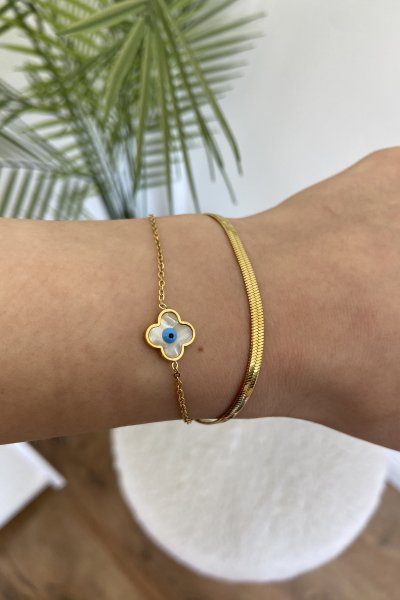 Sedef Çiçekli Zincir Bileklik