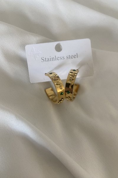 Yılan Detaylı Halka Küpe