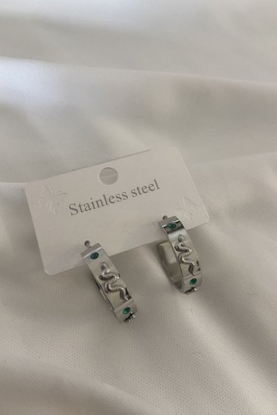 Yılan Detaylı Halka Küpe