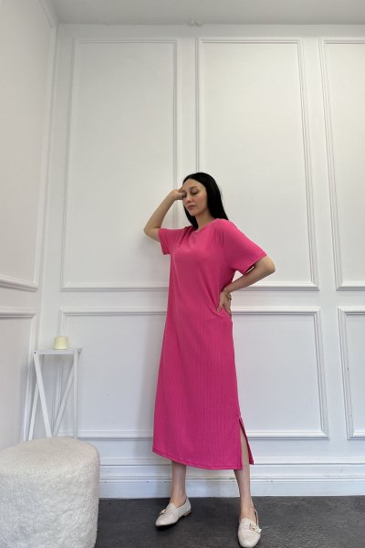 Kadın Dokulu Yarım Kol Salaş Elbise