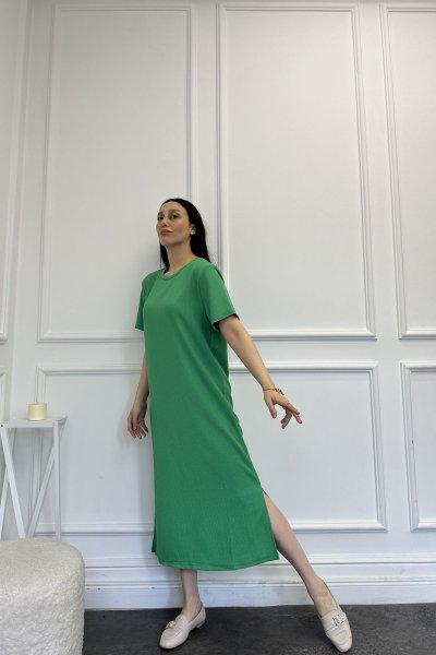 Kadın Dokulu Yarım Kol Salaş Elbise