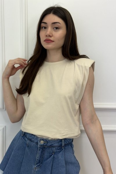 Vatkalı Kolsuz Kadın T-shirt