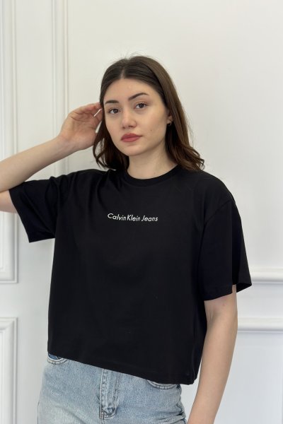 CK Muadil Yazılı Crop Kadın Tişört