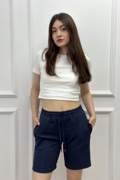 Beli Lastikli Bağcıklı Kadın Penye Şort