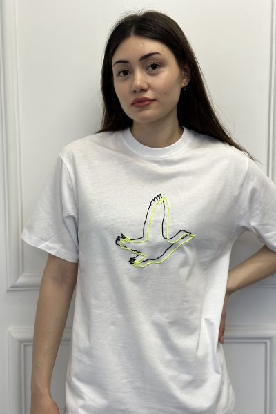 Kuşlu Fosforlu Muadil Kadın Tişört