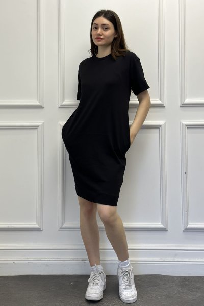 Kısa Kollu Cepli Kadın Elbise