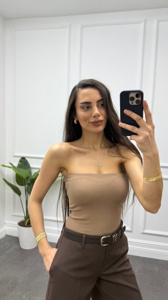 Kadın Straplez Crop Top